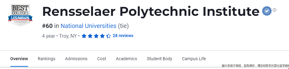 倫斯勒理工學院2024usnews美國排名